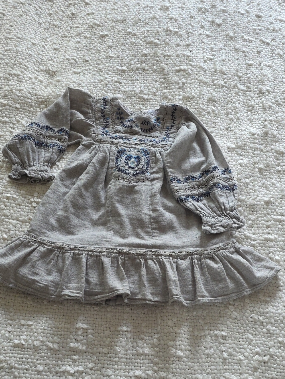 Zara Light Grey girl boho dress 4-5 years, Cotton